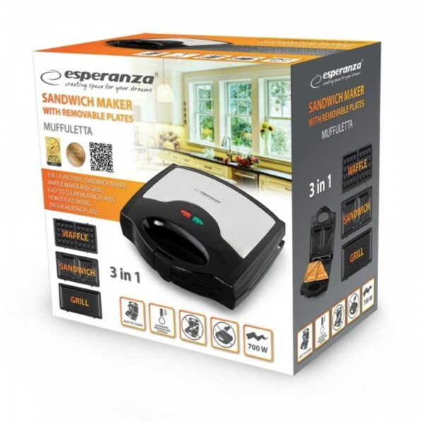 Σαντουιτσιέρα Esperanza EKT005 Μαύρο Γκρι 700 W - Image 2