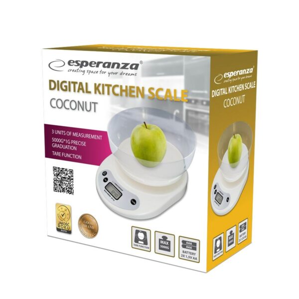 ζυγαριά κουζίνας Esperanza EKS007 Λευκό 5 kg - Image 3