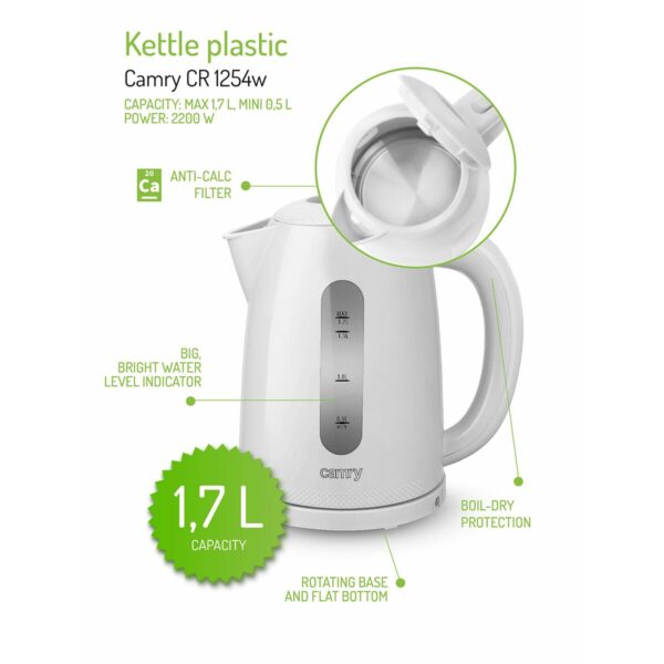 Βραστήρας Adler CR 1254W Λευκό Πλαστική ύλη 2200 W 1,7 L - Image 2