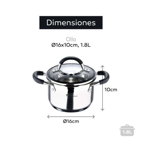 Κατσαρόλα για Αργό Μαγείρεμα  Masterpro Ø 16 cm 1,8 L - Image 2