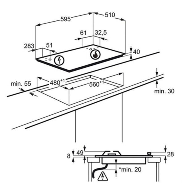 Εστία Υγραερίου Electrolux EGH6333BOX 60 cm - Image 3