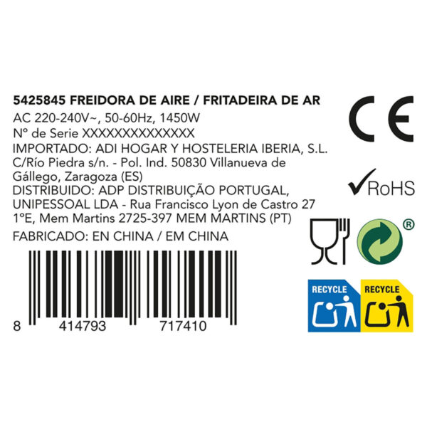 Φριτέζα με Αέρα Dcook Gallery Μαύρο 1450 W 4,6 L - Image 2