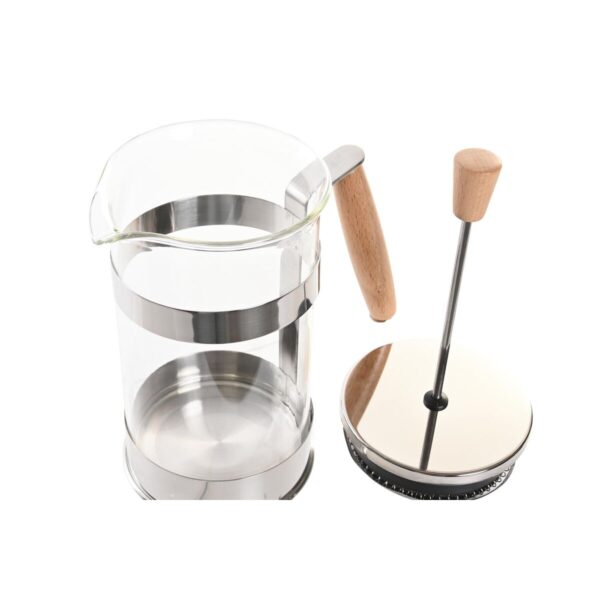 Καφετιέρα με Έμβολο DKD Home Decor Φυσικό Ασημί Ανοξείδωτο ατσάλι Βοροπυριτικό γυαλί (16 x 9 x 18,5 cm) (600 ml) - Image 2