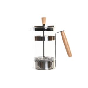 Καφετιέρα με Έμβολο DKD Home Decor Φυσικό Ασημί Ανοξείδωτο ατσάλι Βοροπυριτικό γυαλί (16 x 9 x 18,5 cm) (600 ml)
