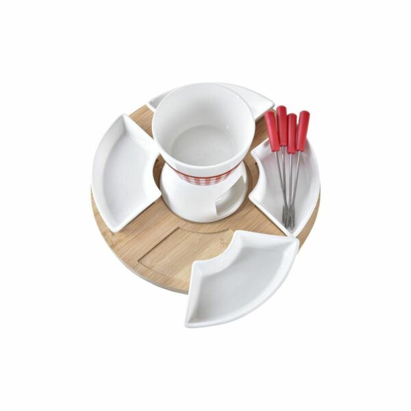 Συσκευη για φοντι DKD Home Decor Bamboo Αλουμίνιο Πήλινα 26,5 x 26,5 x 1,5 cm Κόκκινο (10 pcs) - Image 3