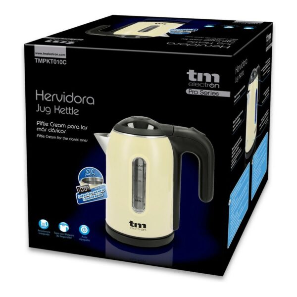 Ηλεκτρικός βραστήρας με φως LED TM Electron Ανοξείδωτο ατσάλι Κρεμ - Image 3