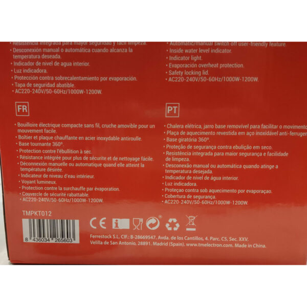 Βραστήρας TM Electron Ανοξείδωτο ατσάλι 1000 W 1,2 L - Image 2