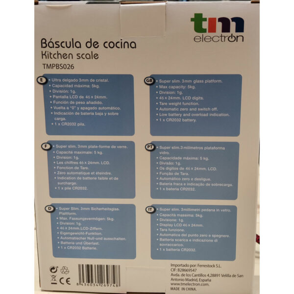 ζυγαριά κουζίνας TM Electron Μαύρο 5 kg - Image 2