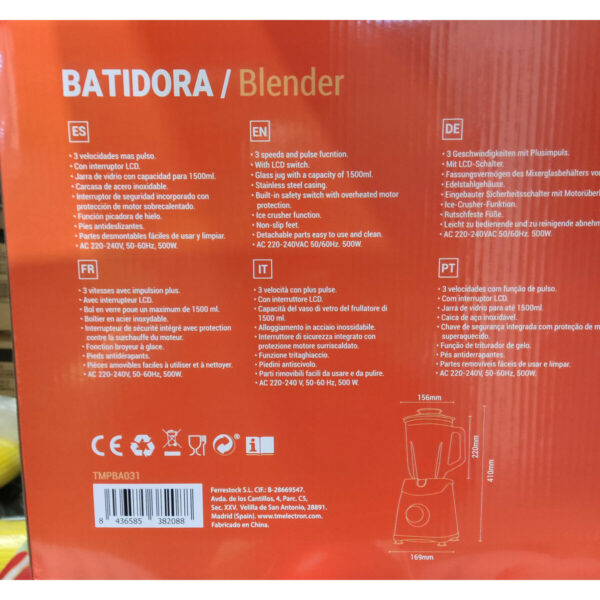 Μπλέντερ Κύπελλο TM Electron 500 W 1,5 L - Image 2