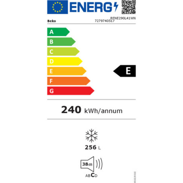 Ψύκτης BEKO RFNE290L41WN Λευκό 256 l - Image 2