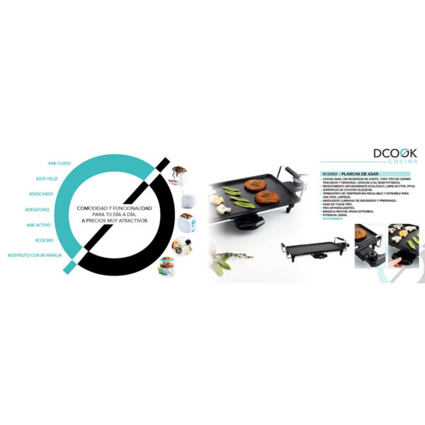 Γρίλλ για Ψήσιμο Dcook Gallery Μαύρο 2000 W 4 Μονάδες - Image 2