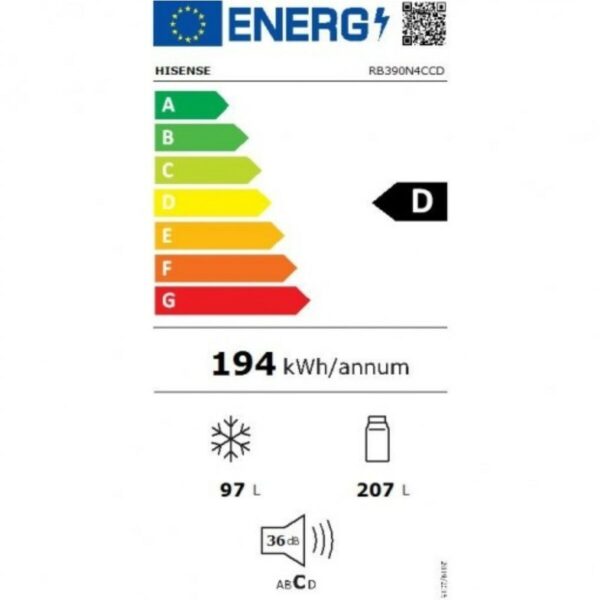 Συνδυασμένο Ψυγείο Hisense RB390N4CCD  Χάλυβας (186 x 60 cm) - Image 2