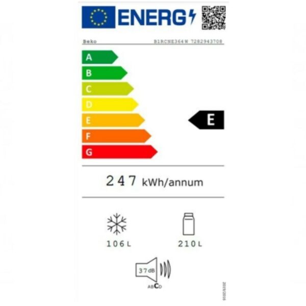 Συνδυασμένο Ψυγείο BEKO B1RCNE364W Λευκό Μαύρο (186 x 60 cm) - Image 2